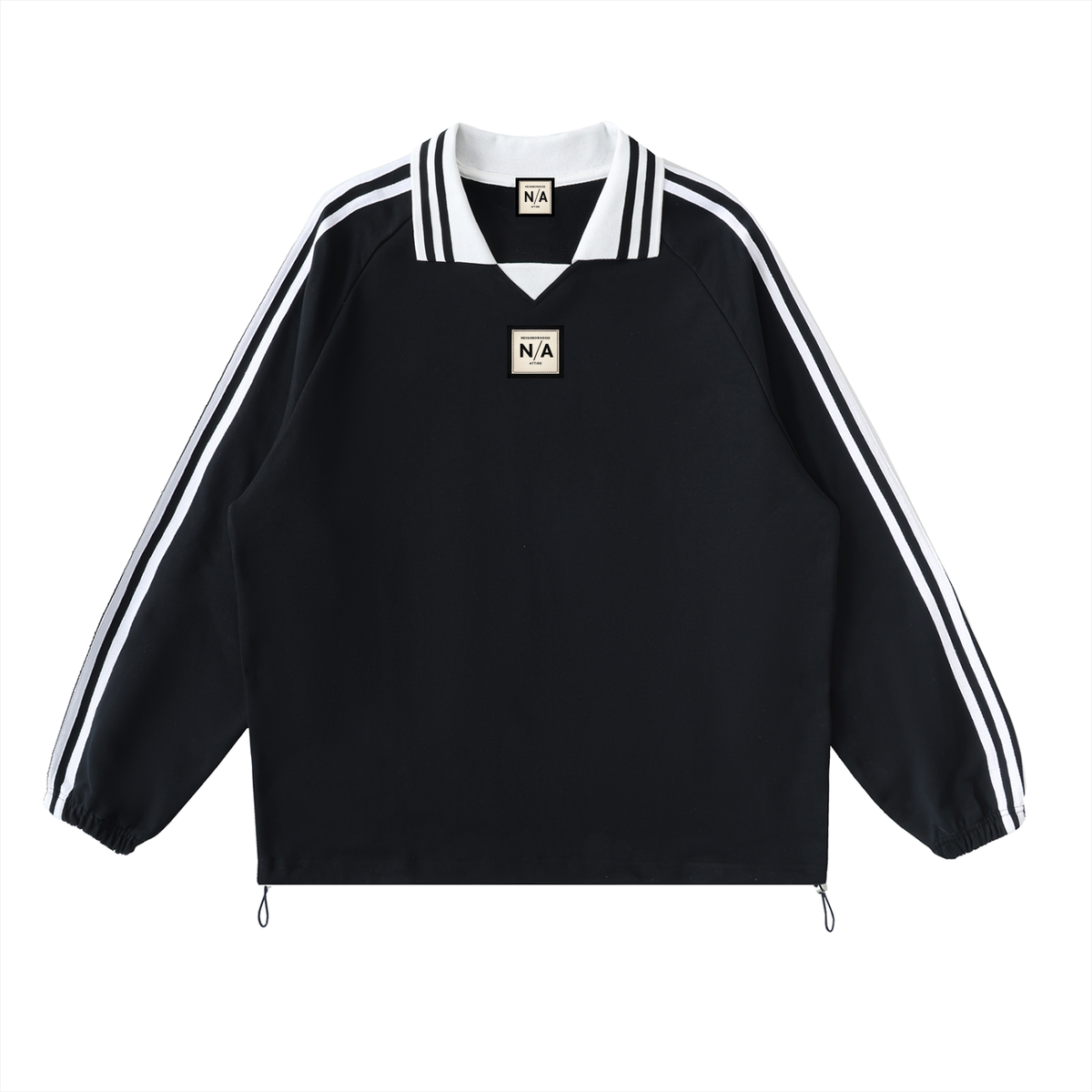 Urban Prep Striped Lapel Collar Sweatshirt
